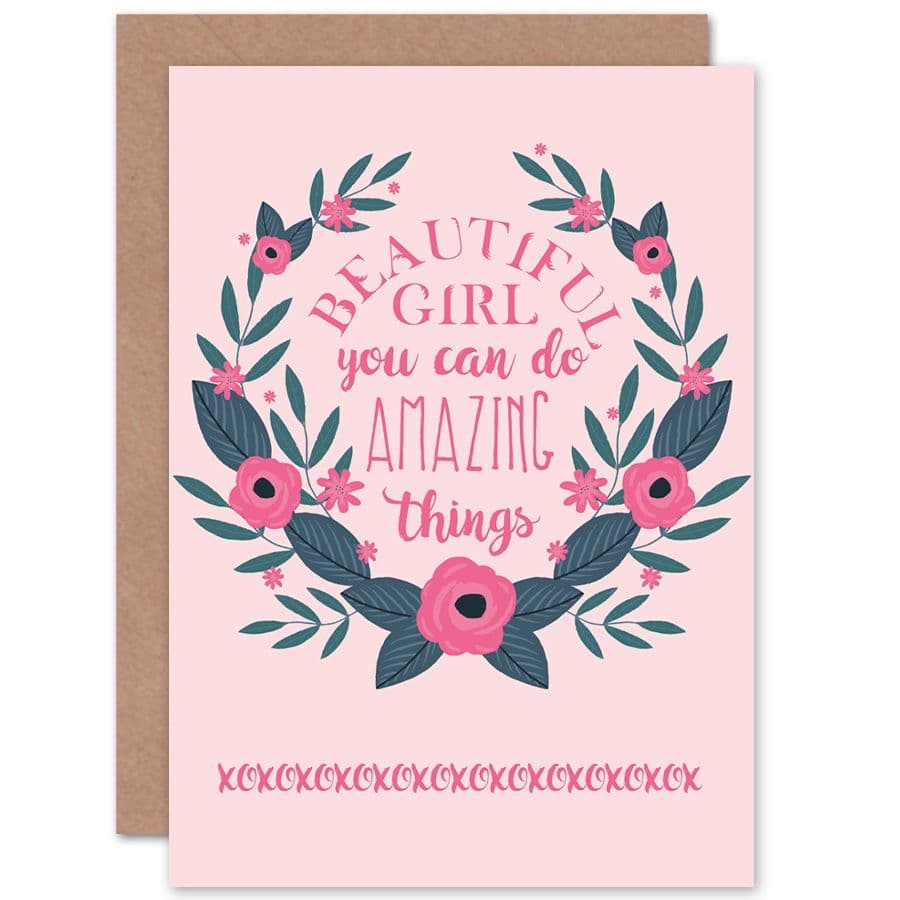 Kids Girl Beautiful Amazing Pink Floral Greetings Card