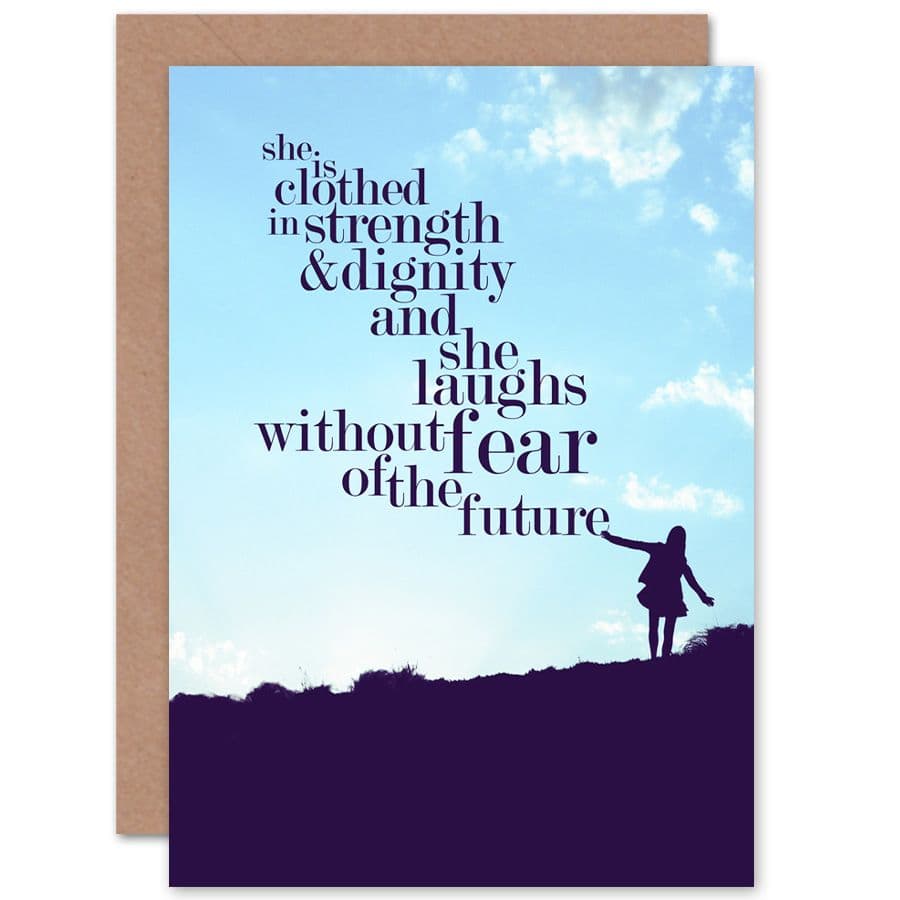 Quote She Dressed Strength Dignity Greetings Card