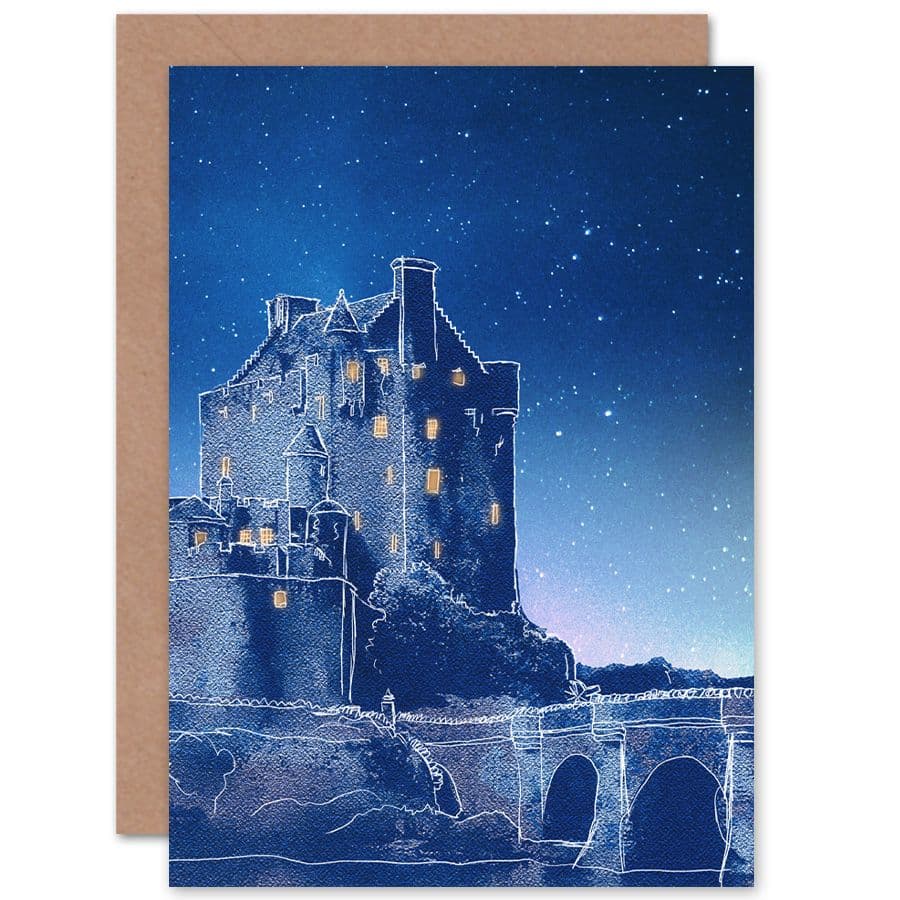 Scotland Eilean Donan Night Greetings Card