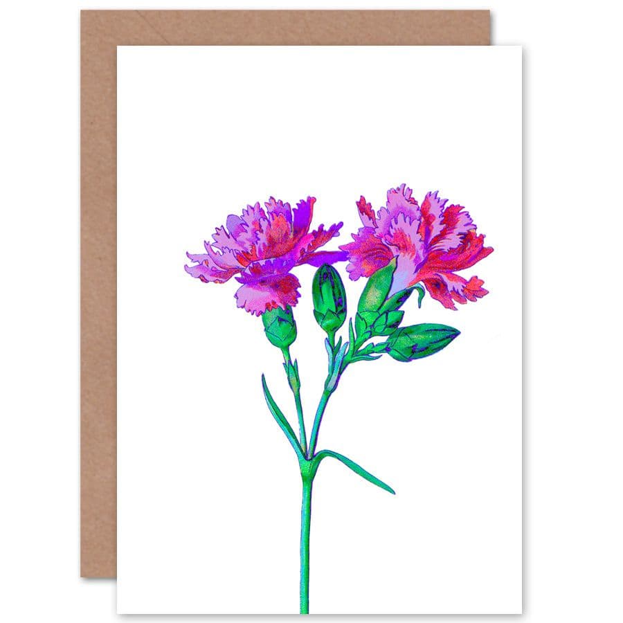 Vintage Bright Botanicals Carnation Greetings Card