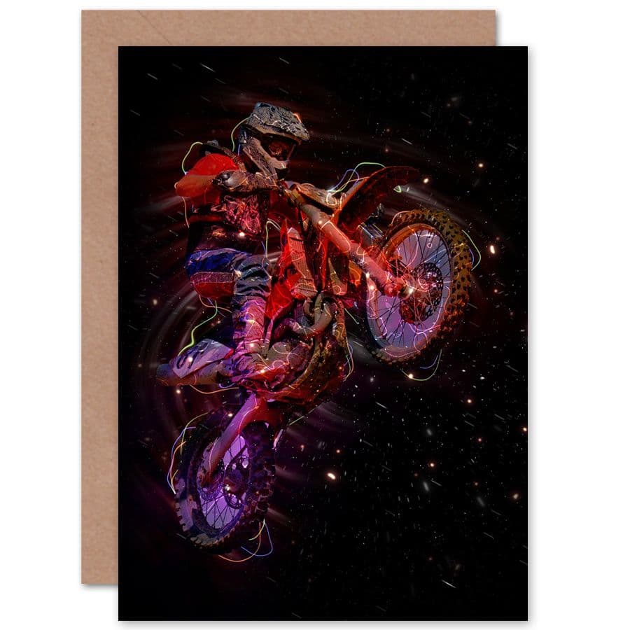 Electric Light Motocross Bike Greetings Card