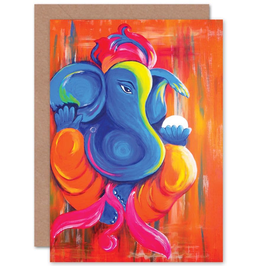 Graffiti Blue Elephant Greetings Card