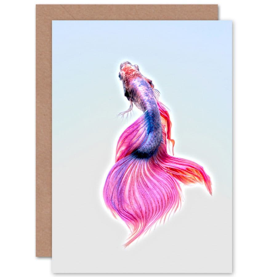 Siamese Fighting Fish Pink Greetings Card