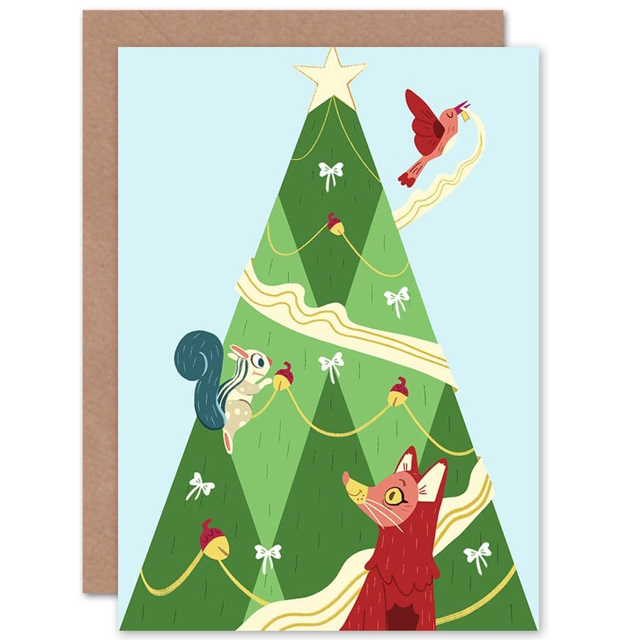 Cute Fox Christmas Card Greetings Card