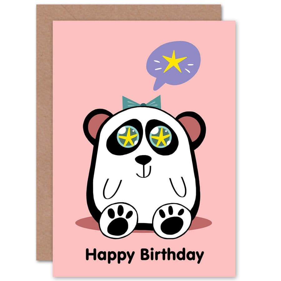 Kawaii Panda Star Birthday Greetings Card