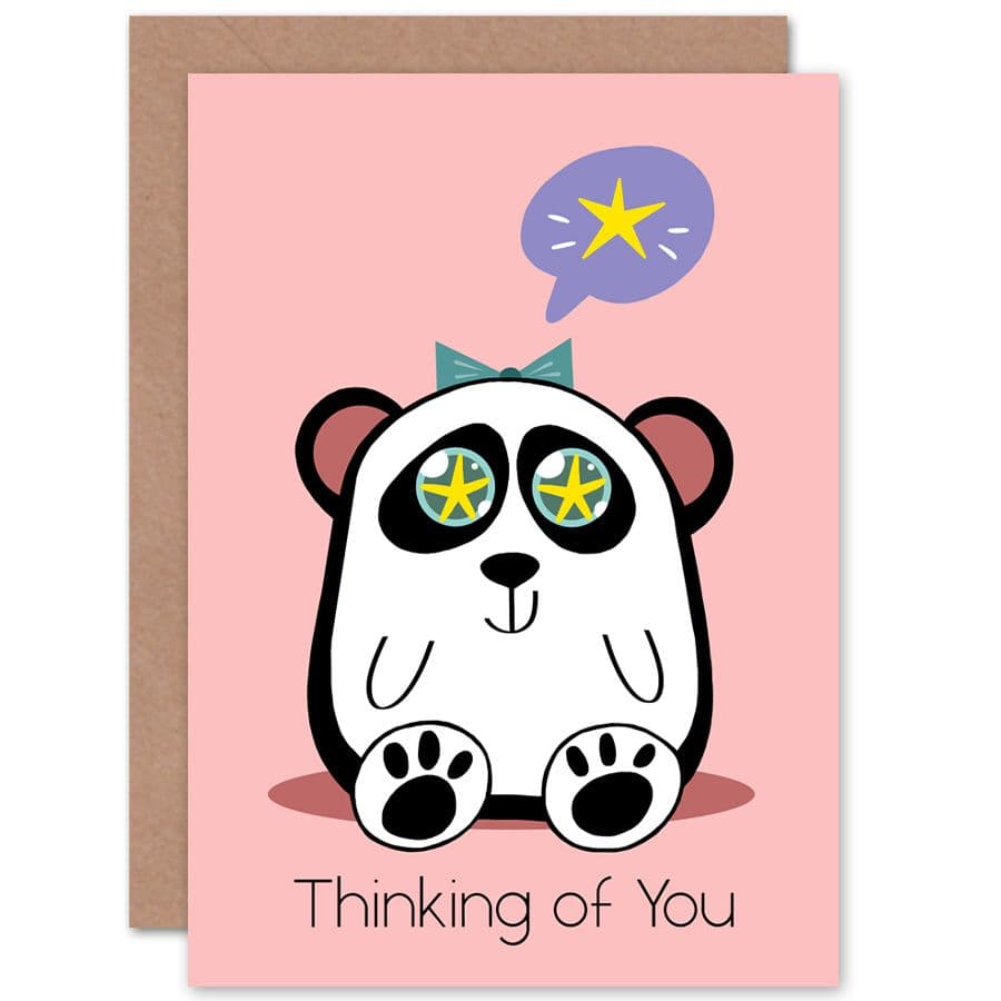Kawaii Panda Star Thinking You Greetings Card