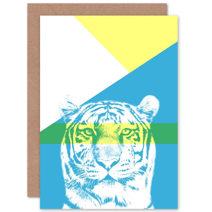 Bold Animals Blue Tiger Greetings Card