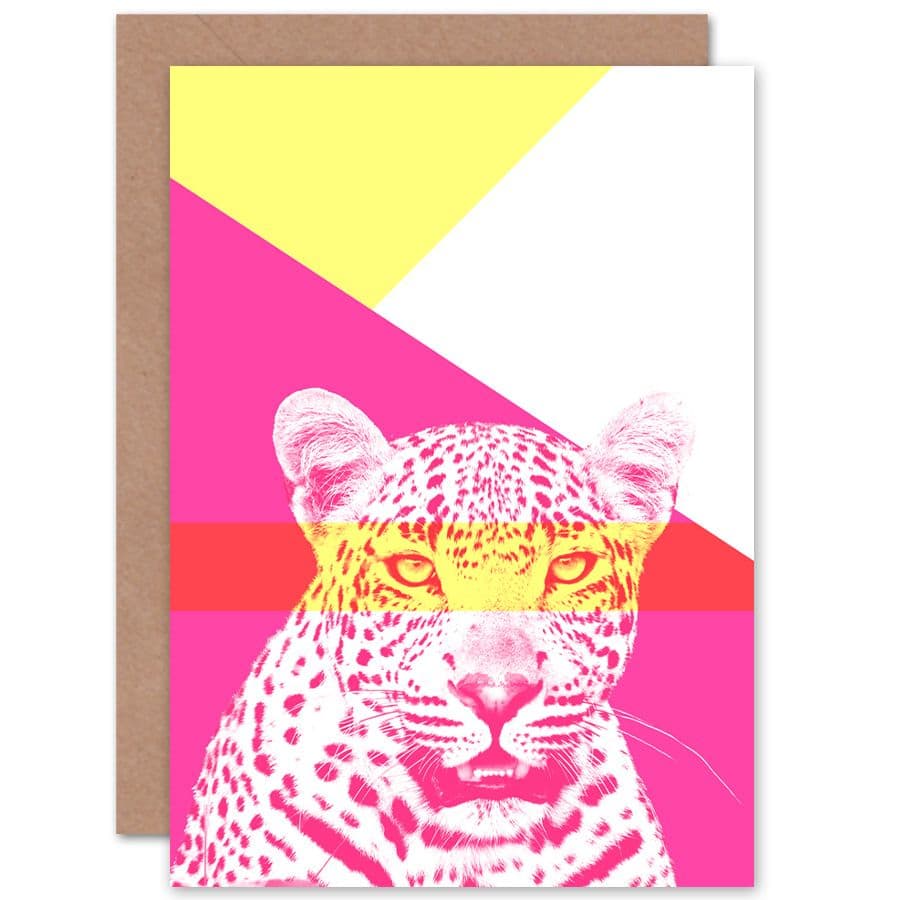 Bold Animals Pink Leopard Greetings Card