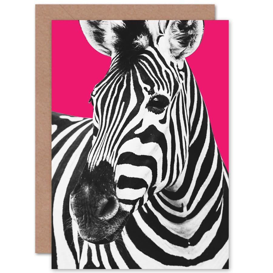 Close Up Beasties Zebra Greetings Card