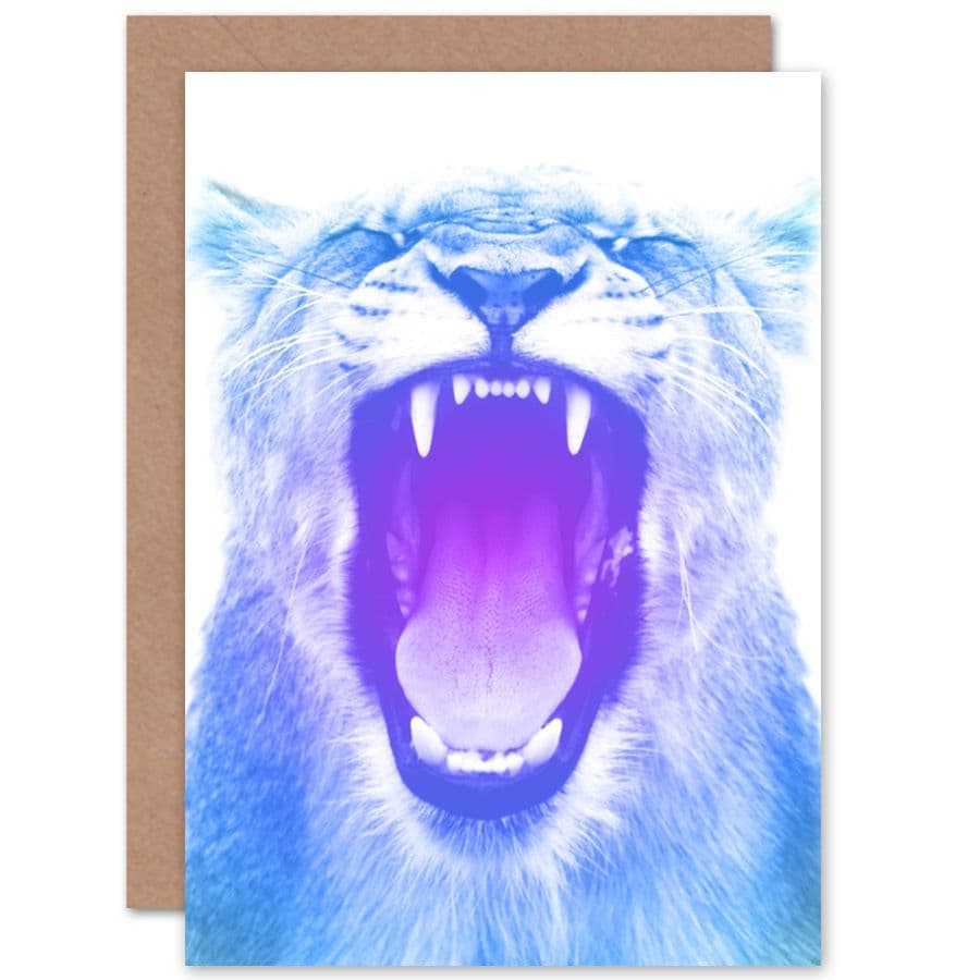 Colourful Roar Lion Greetings Card
