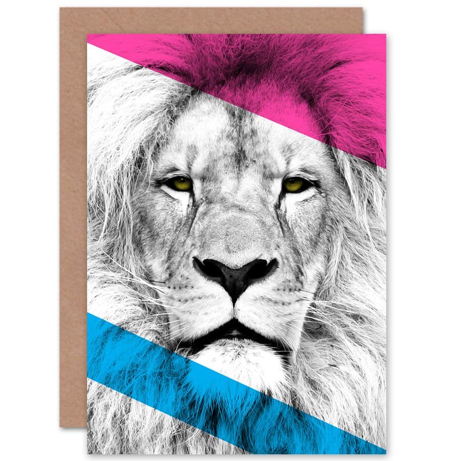 Contemporary Bold Cmyk Lion Greetings Card