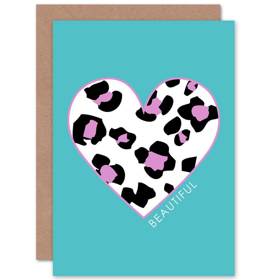 Leopard Beautiful Blue Purple Greetings Card