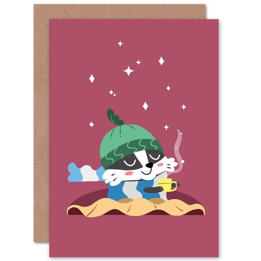 Badger Cozy Tea Greetings Card