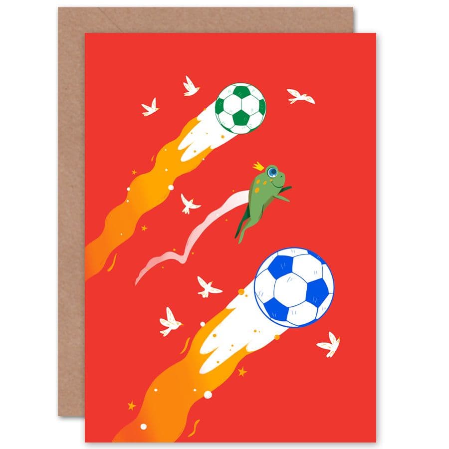 Football Soccer Frog Greetings Card