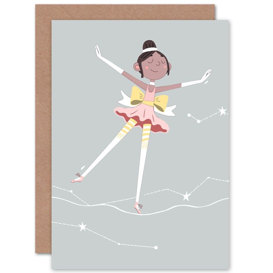 Girls Ballerina Dancer Stars Greetings Card