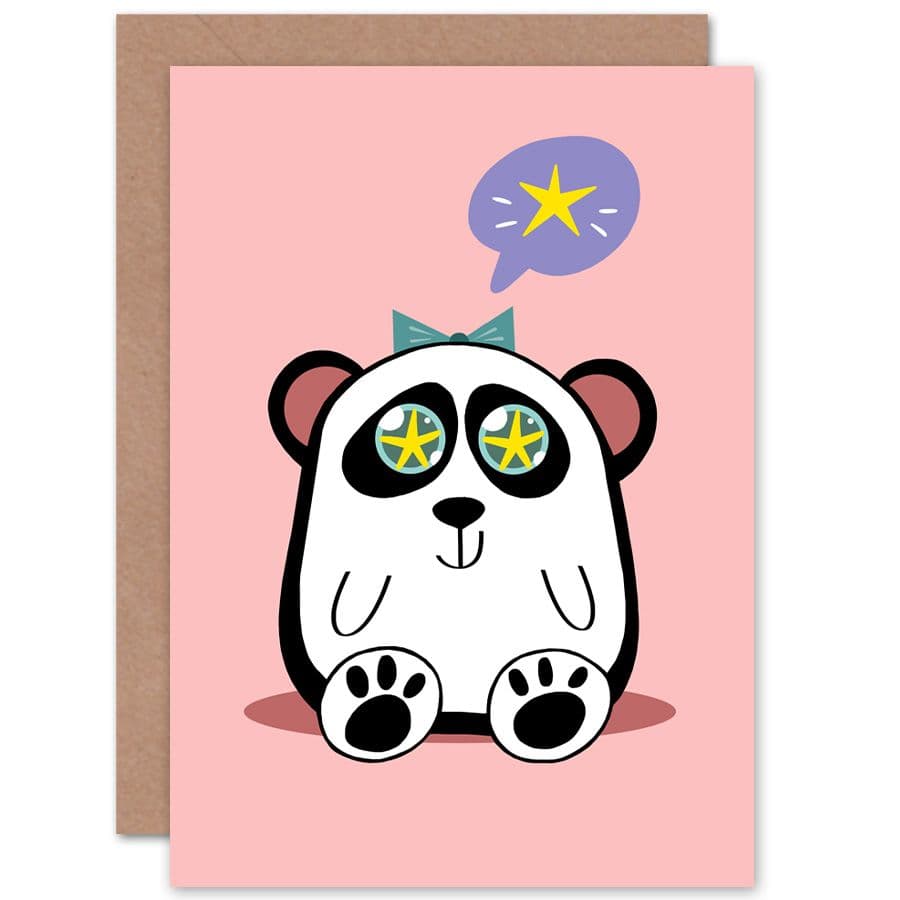 Kawaii Panda Star Kids Children Greetings Card