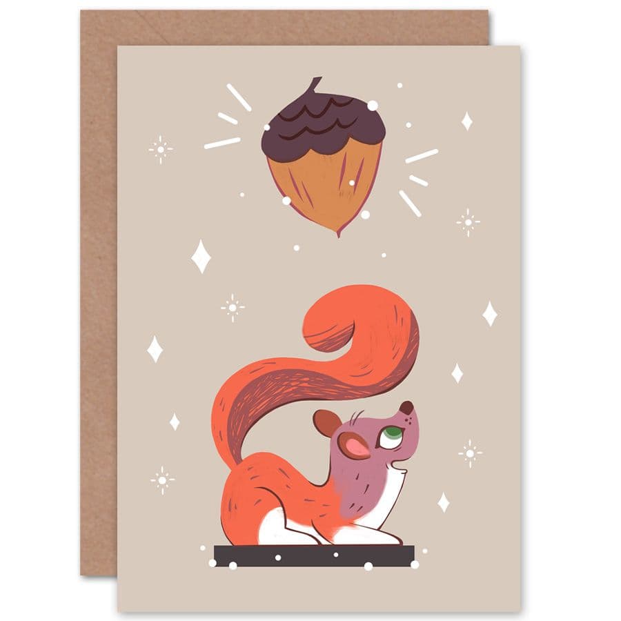 Red Squirrel Acorn Dream Greetings Card