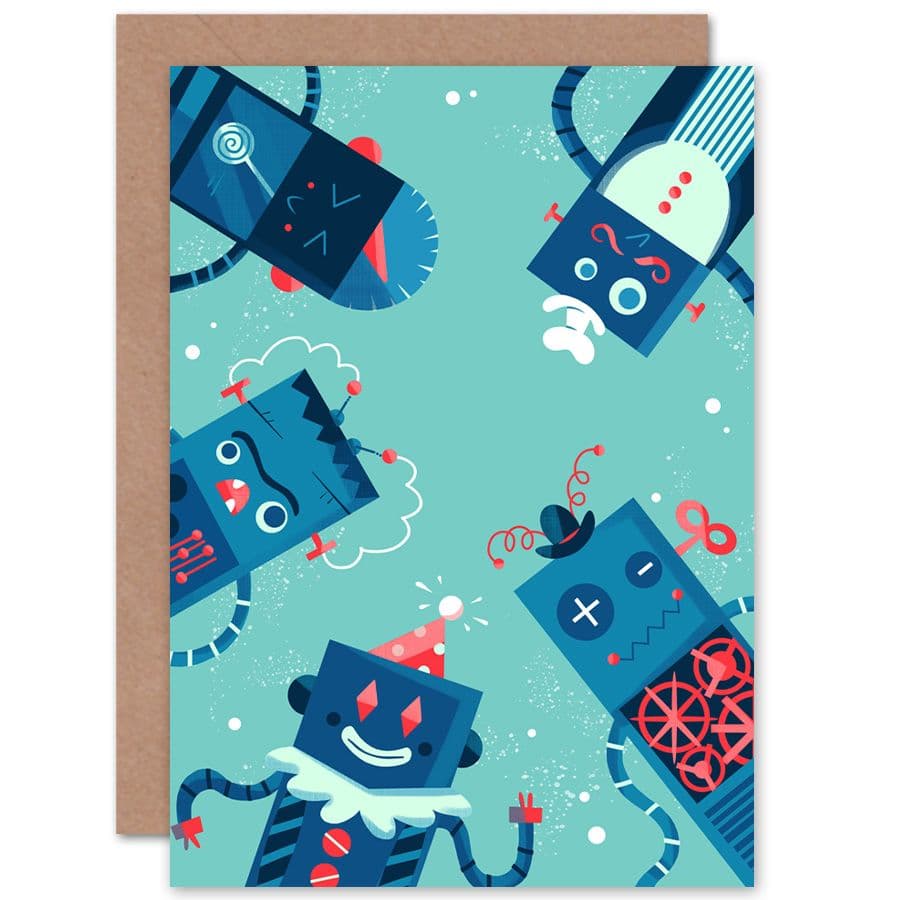 Robot Family Greetings Card