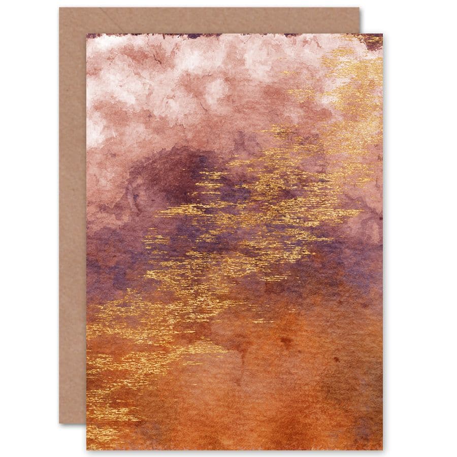 Abstract Purple Gold Watercolour Greetings Card