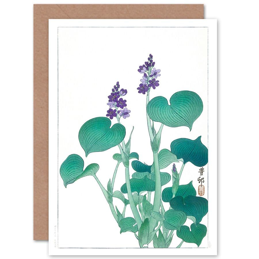 Blooming Hosta Ohara Koson Greetings Card