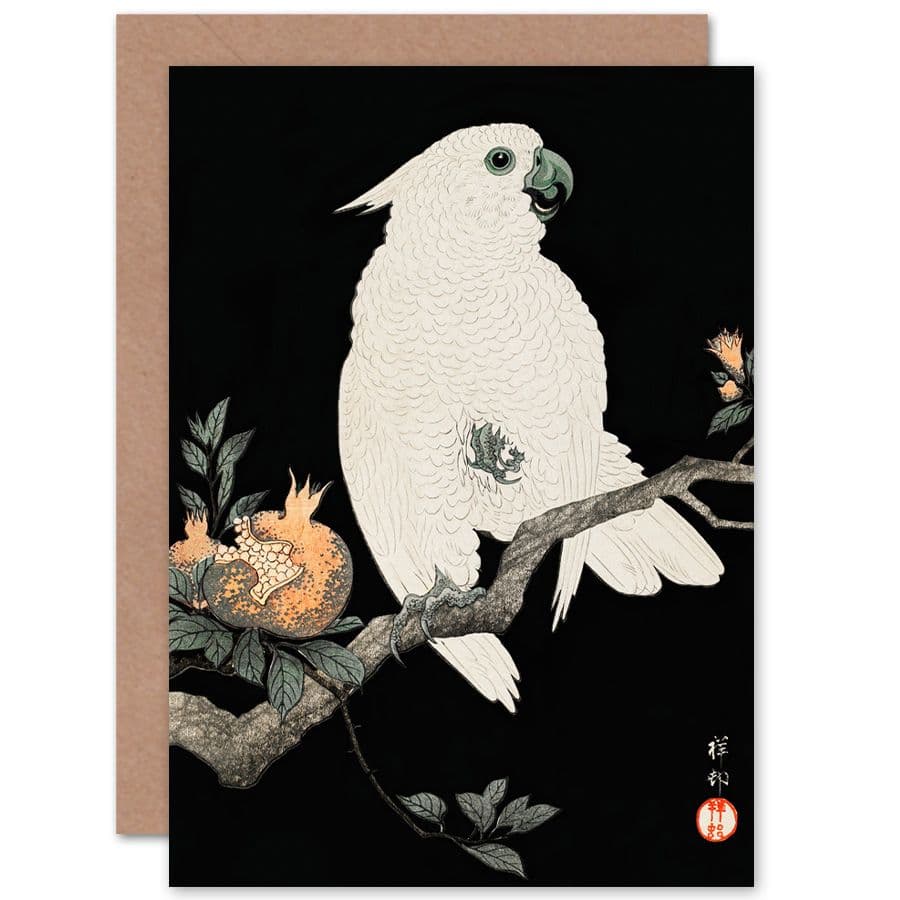 Cockatoo Pomegranate Ohara Koson Greetings Card