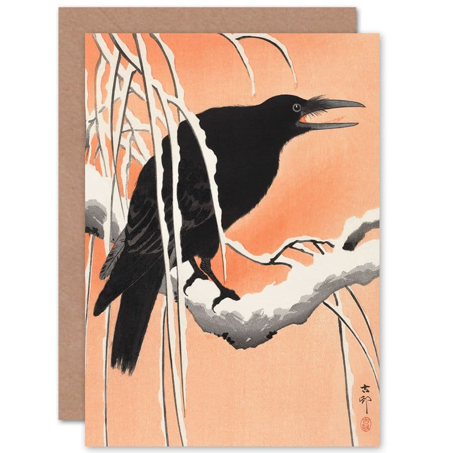 Crow Snowy Branch Ohara Koson Greetings Card