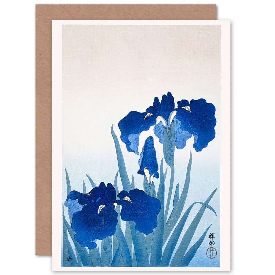 Iris Flowers Ohara Koson Greetings Card