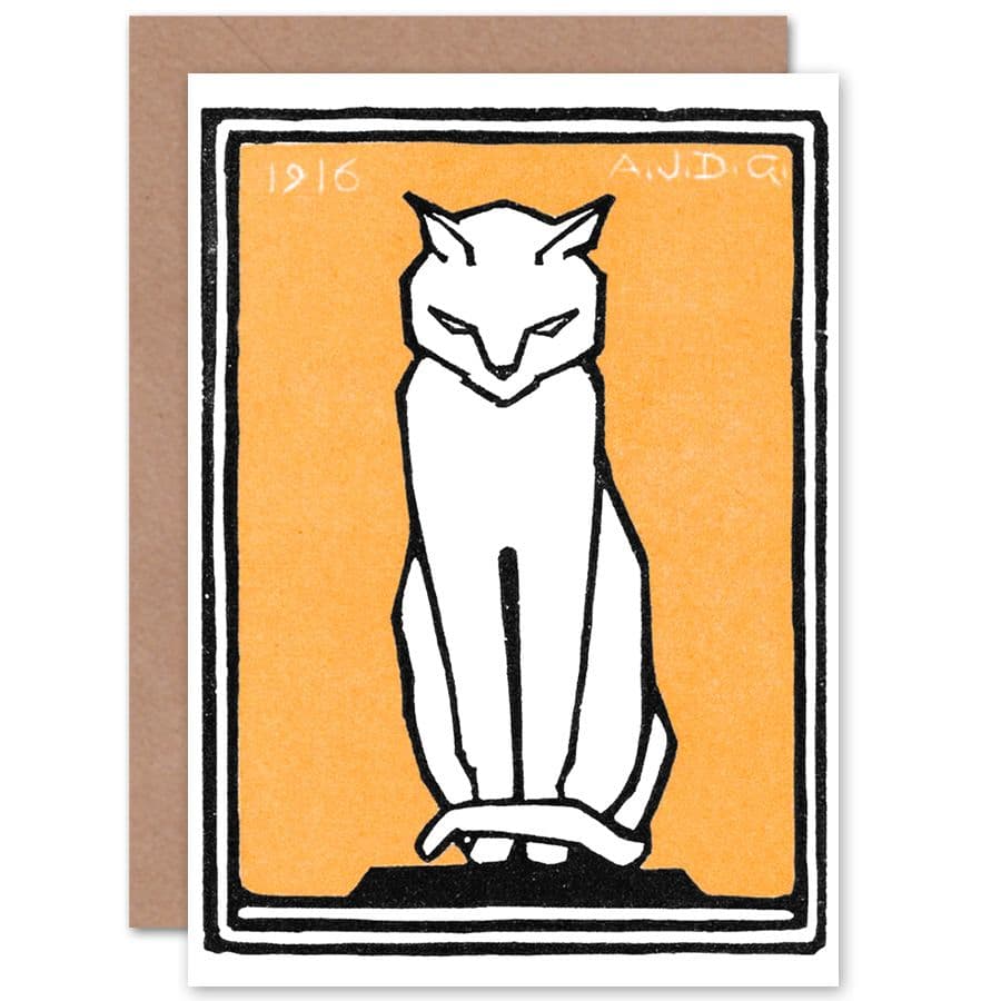 Sitting Cat 1916 Julie De Graag Greetings Card