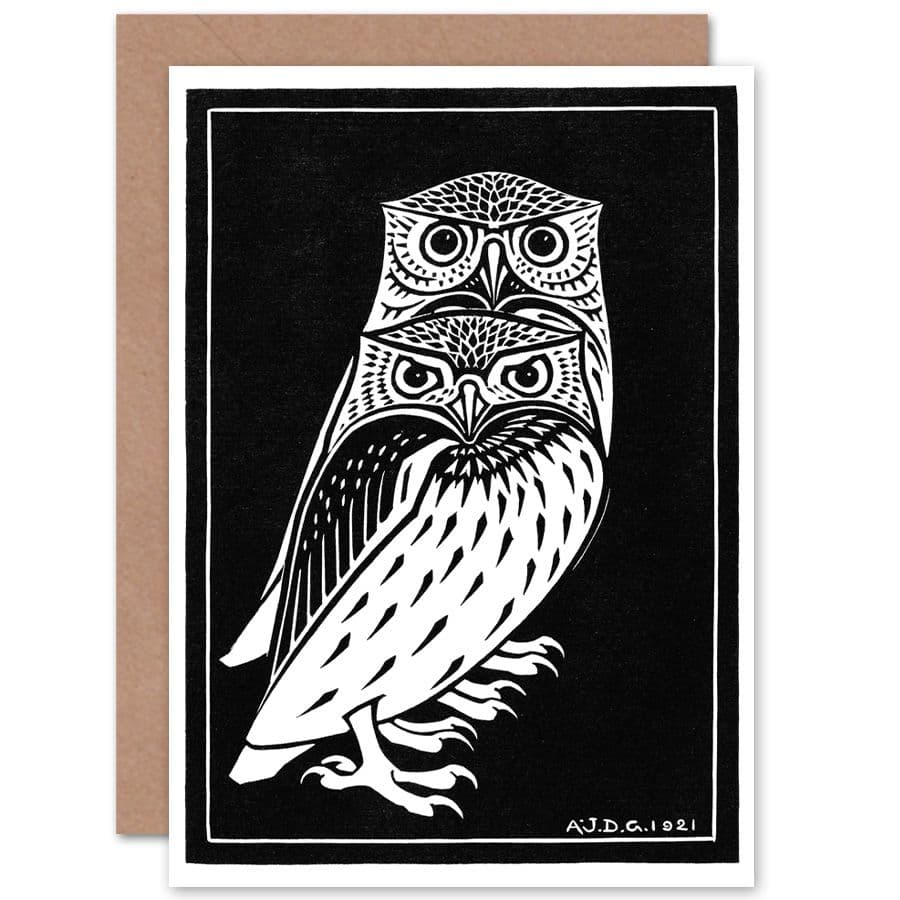 Two Owls Julie De Graag Greetings Card