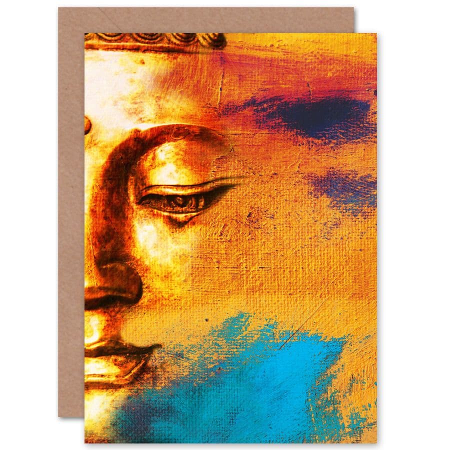 Buddha Face Collage Greetings Card