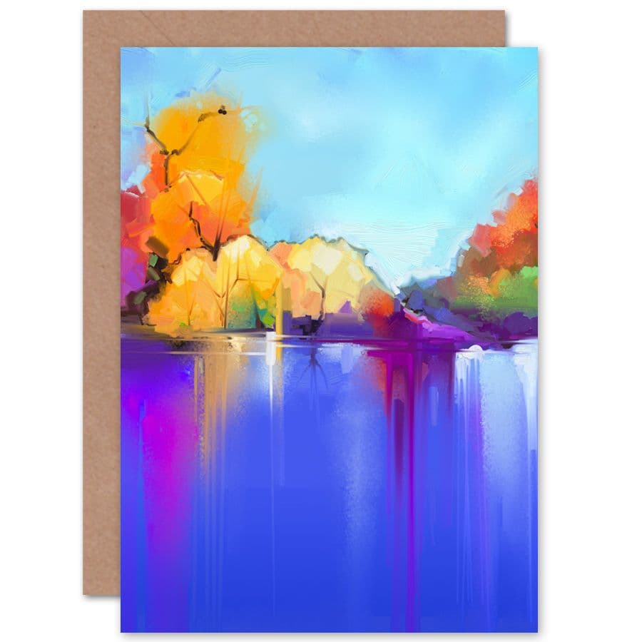 Autumn Lake Landscape Greetings Card