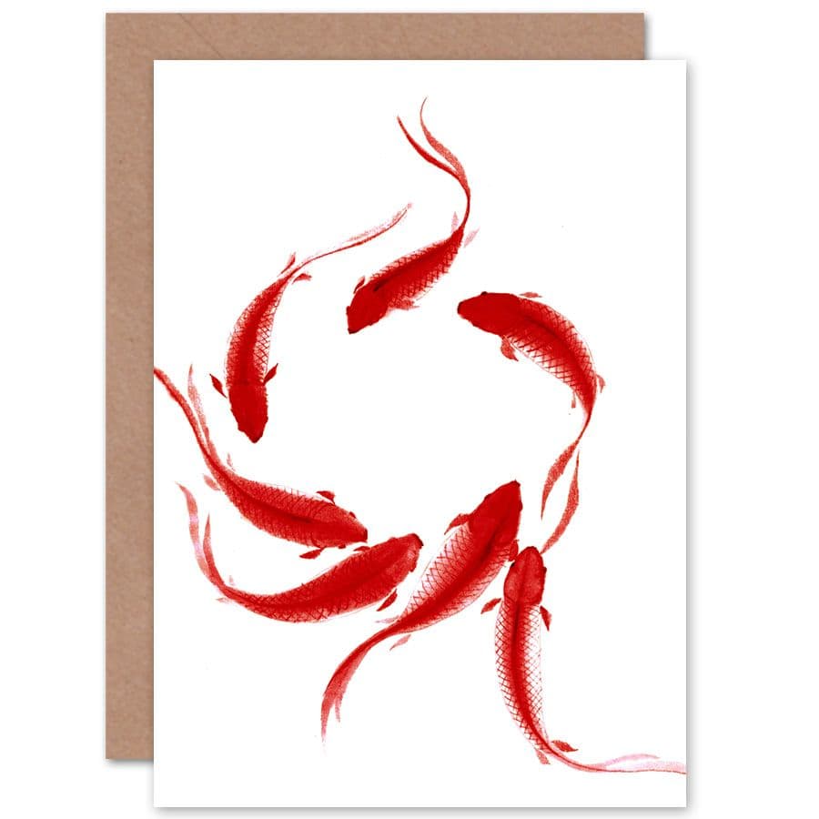 Koi Fish Painting Greetings Card