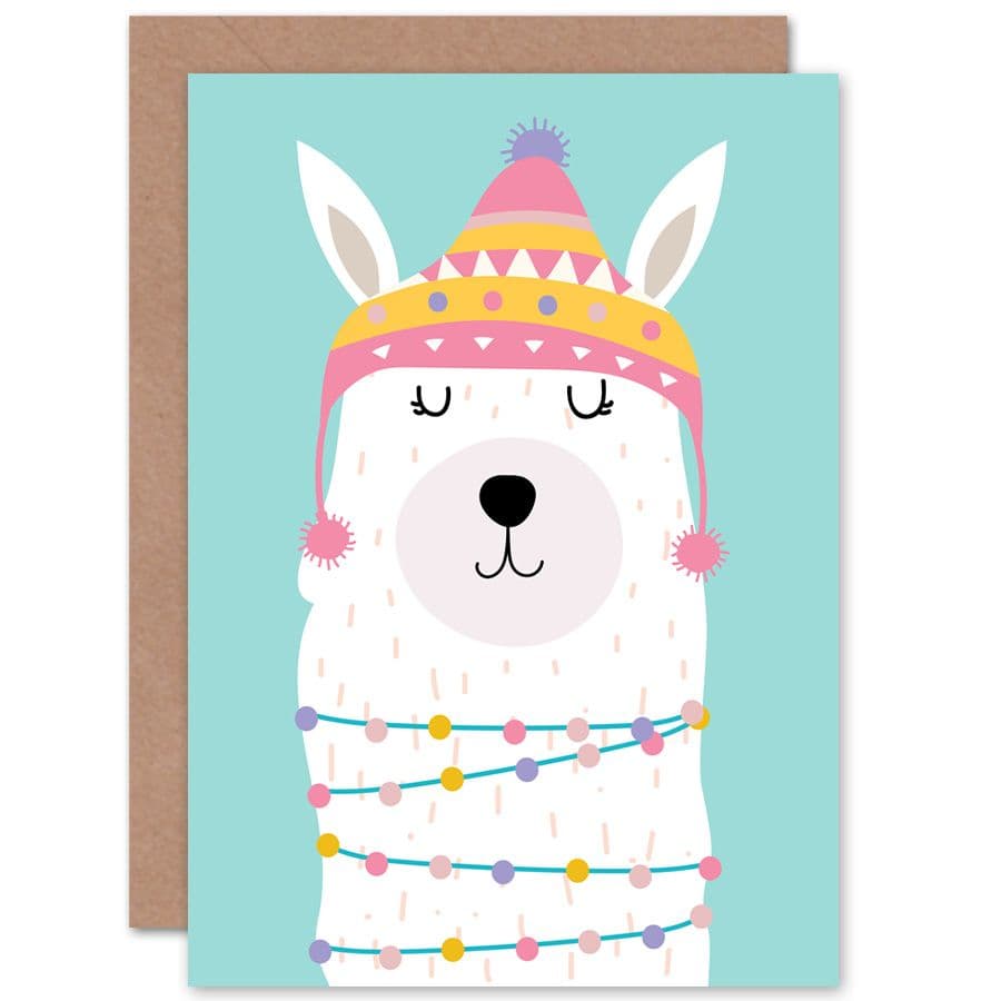 Llama Cute Christmas Greetings Card