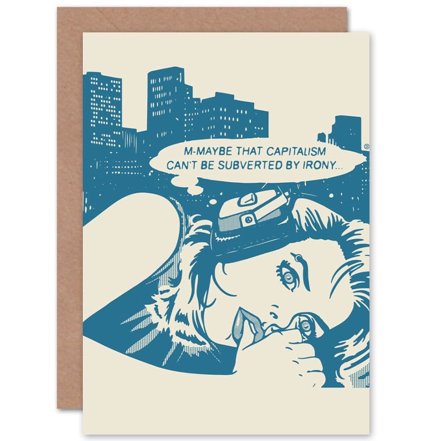 Comic Capitalism Commentary Greetings Card