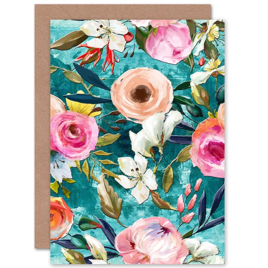 Bright Floral Pattern Greetings Card