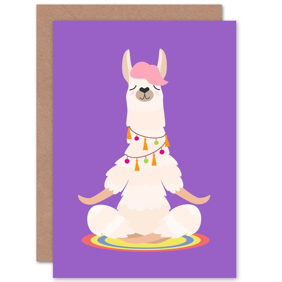 Llama Cute Meditation Greetings Card