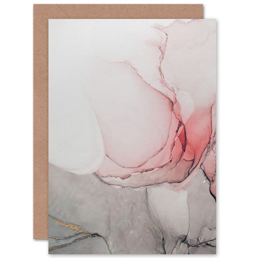 Abstract Paint Grey Ink Greetings Card