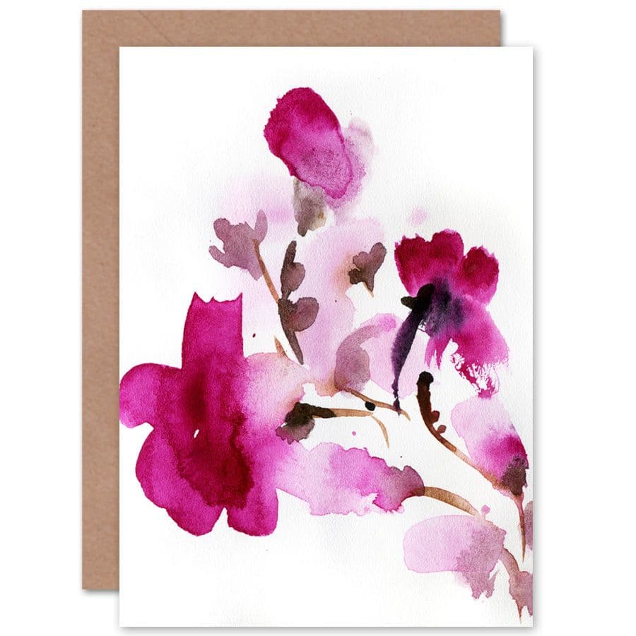 Flower Pink Watercolour Greetings Card