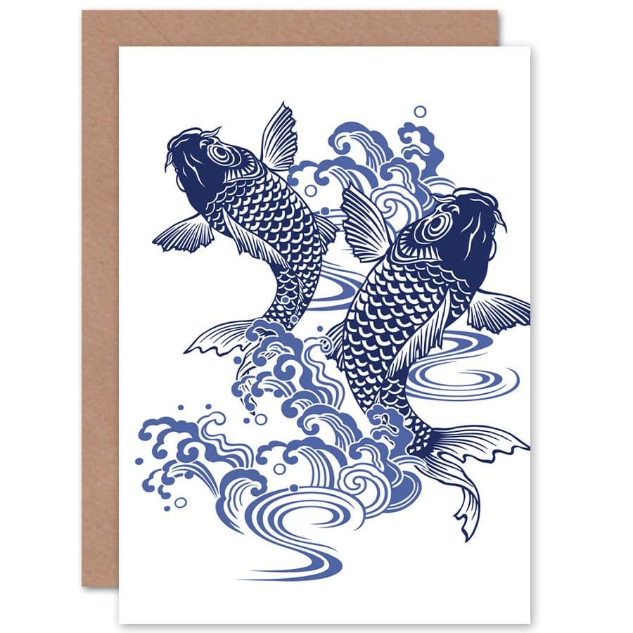 Japan Koi Carp Greetings Card