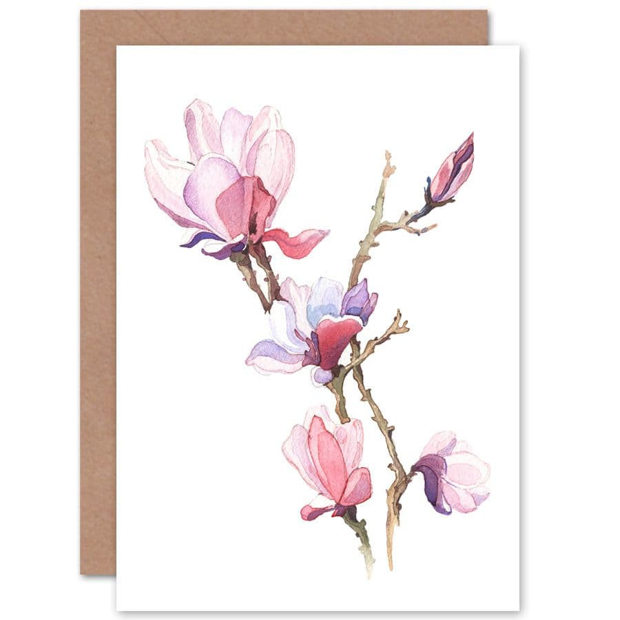 Flower Magnolia Watercolour Greetings Card