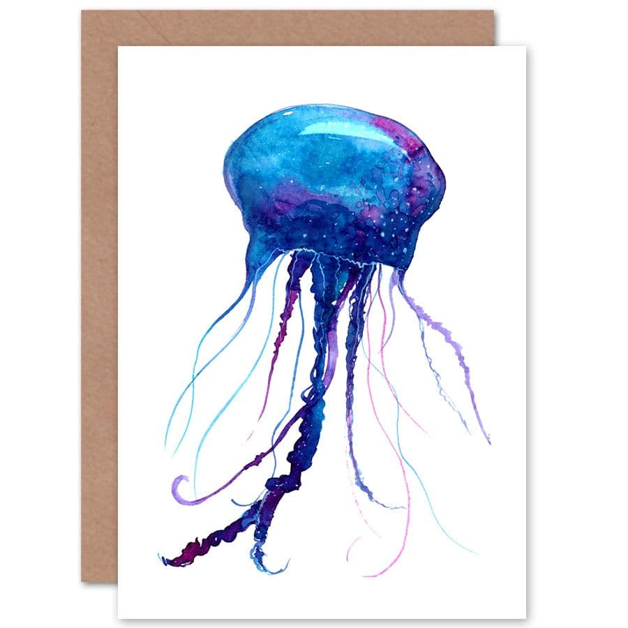 Jellyfish Watercolour Painting Greetings Card