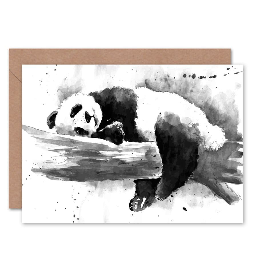 Panda Sleeping Watercolour Greeting Card Envelope Inside Premium Quality