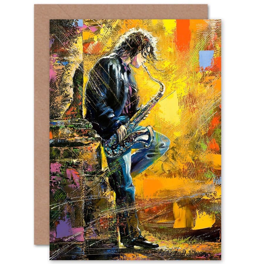 Musician Jazz Saxophone Greetings Card