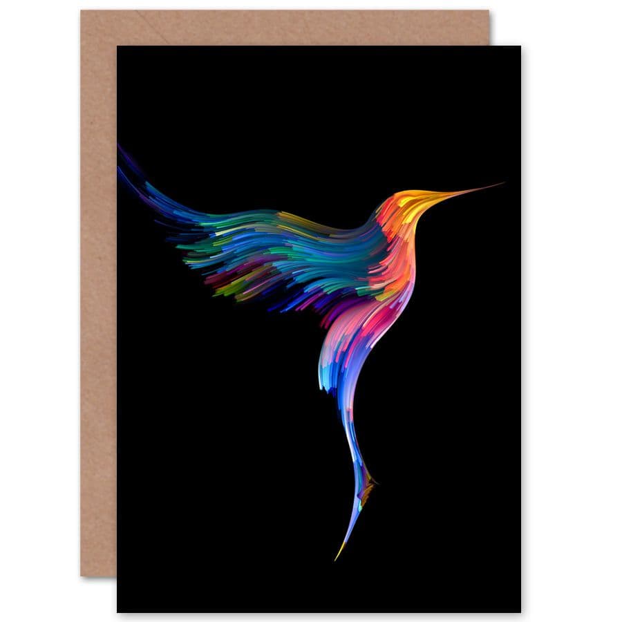 Hummingbird Colourful On Greetings Card