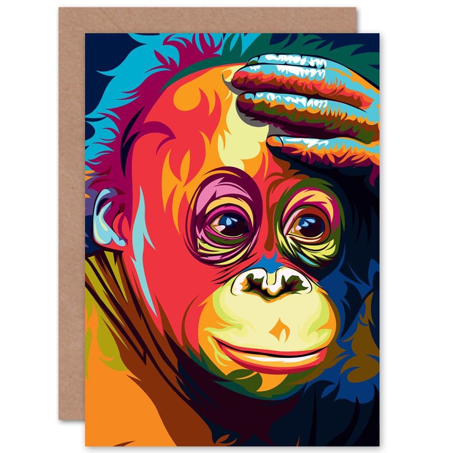 Orangutan Colourful Greetings Card