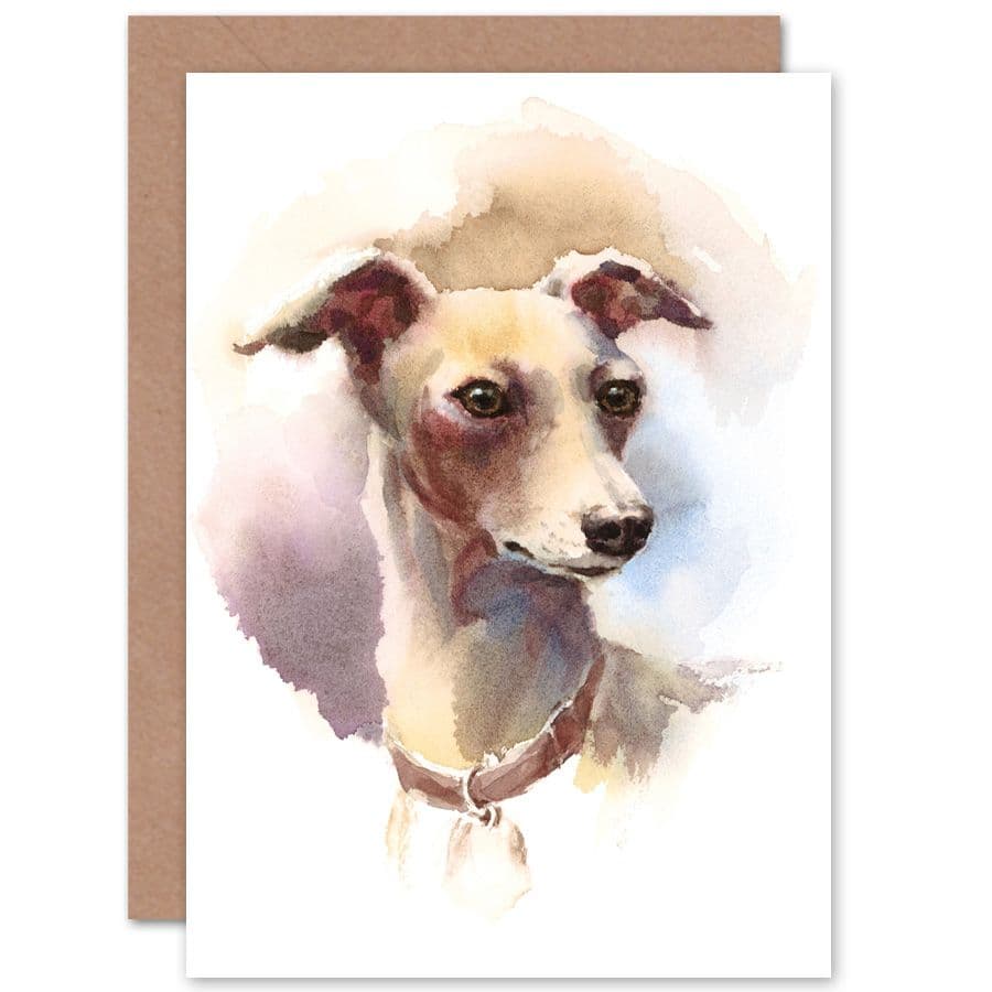 Dog Italian Greyhound Watercolour Greetings Card