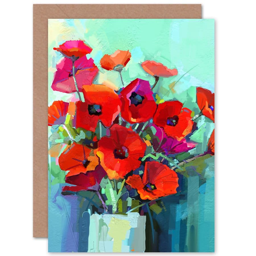 Flowers Bouquet Vase Greetings Card