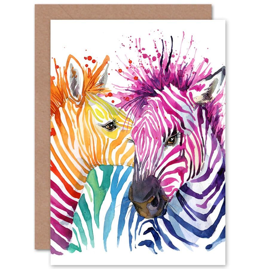 Rainbow Zebra Painting Greetings Card