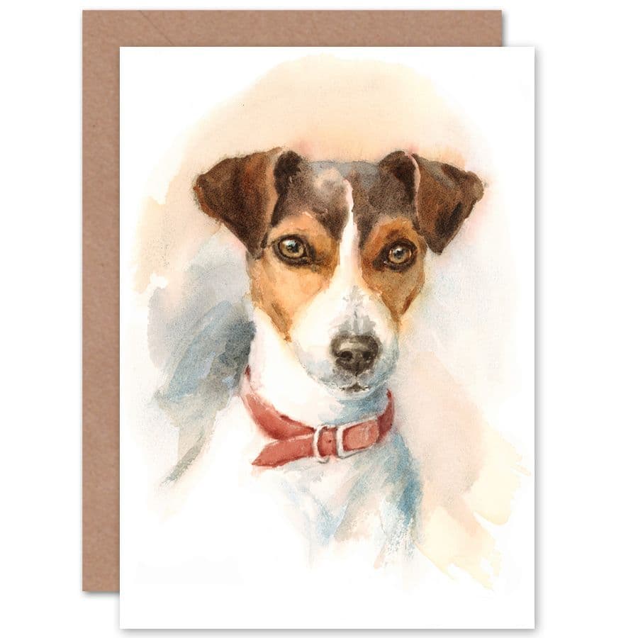 Dog Jack Russell Watercolour Greetings Card