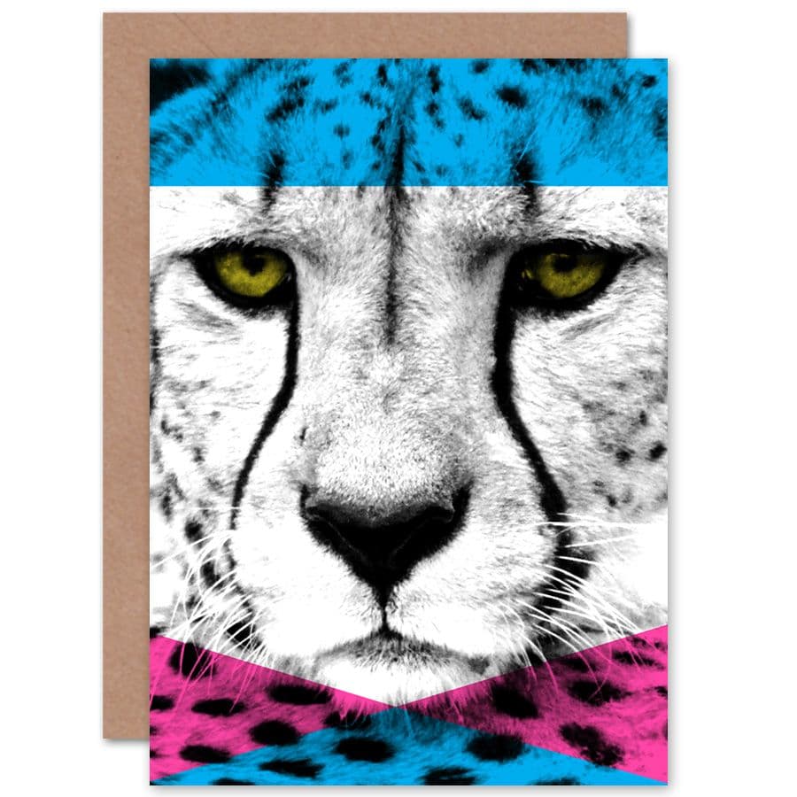 Contemporary Bold CMYK Cheetah Greetings Card